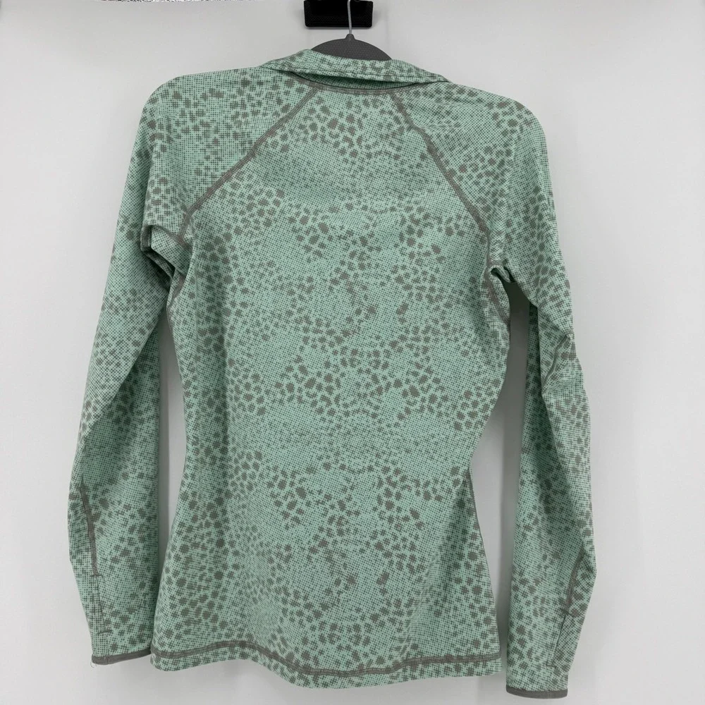 Nike‎ Pro Womens Mint Green Geometric Dot Quarter Zip Pullover Thumbholes Size M
